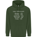I Give 100% at Work Funny Office Slogan Childrens Kids Hoodie Forest Green