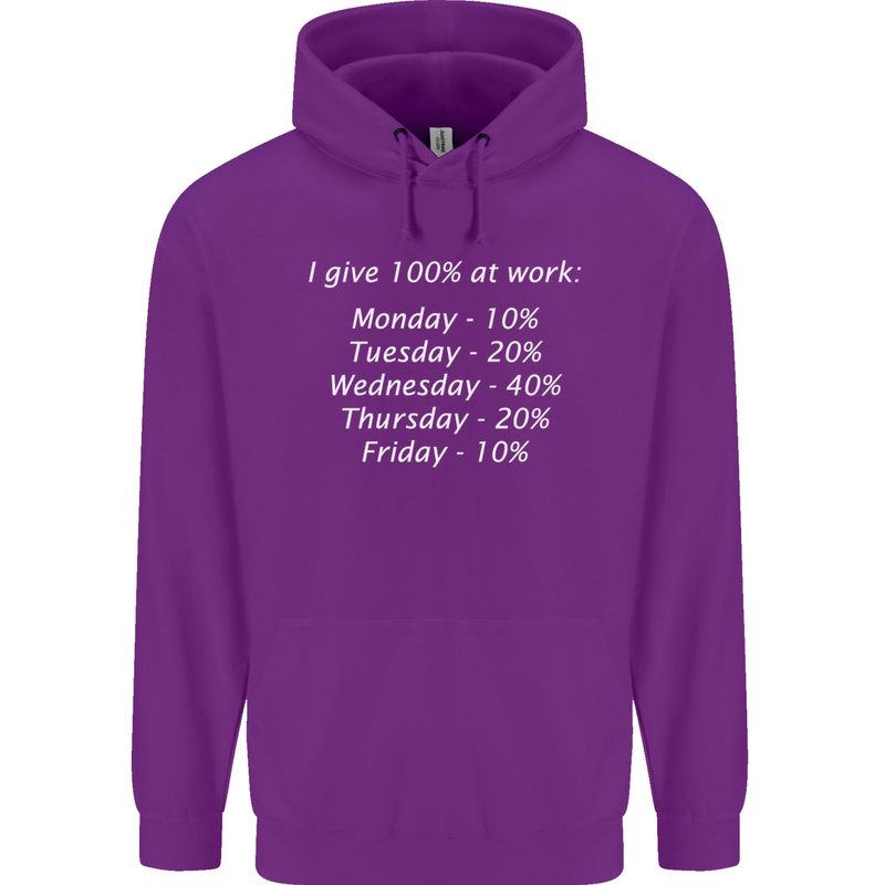 I Give 100% at Work Funny Office Slogan Childrens Kids Hoodie Purple