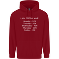 I Give 100% at Work Funny Office Slogan Childrens Kids Hoodie Red