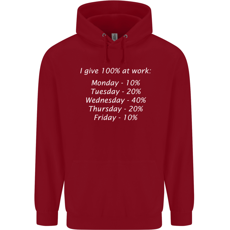 I Give 100% at Work Funny Office Slogan Childrens Kids Hoodie Red