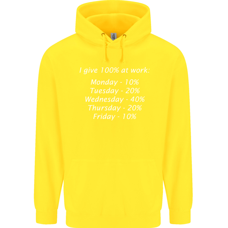 I Give 100% at Work Funny Office Slogan Childrens Kids Hoodie Yellow