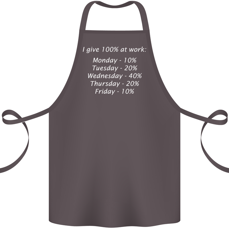 I Give 100% at Work Funny Office Slogan Cotton Apron 100% Organic Dark Grey