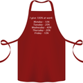 I Give 100% at Work Funny Office Slogan Cotton Apron 100% Organic Maroon