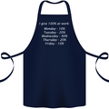 I Give 100% at Work Funny Office Slogan Cotton Apron 100% Organic Navy Blue