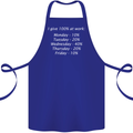 I Give 100% at Work Funny Office Slogan Cotton Apron 100% Organic Royal Blue