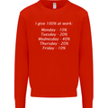 I Give 100% at Work Funny Office Slogan Kids Sweatshirt Jumper Bright Red