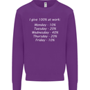 I Give 100% at Work Funny Office Slogan Kids Sweatshirt Jumper Purple
