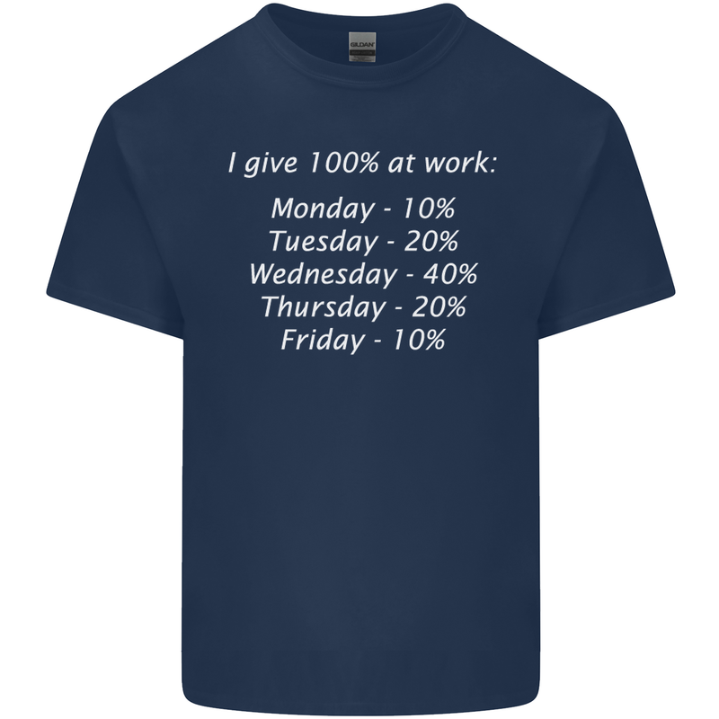 I Give 100% at Work Funny Office Slogan Kids T-Shirt Childrens Navy Blue