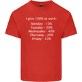 I Give 100% at Work Funny Office Slogan Kids T-Shirt Childrens Red