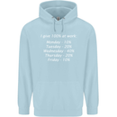 I Give 100% at Work Funny Office Slogan Mens 80% Cotton Hoodie Light Blue