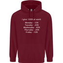 I Give 100% at Work Funny Office Slogan Mens 80% Cotton Hoodie Maroon