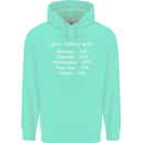 I Give 100% at Work Funny Office Slogan Mens 80% Cotton Hoodie Peppermint
