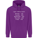 I Give 100% at Work Funny Office Slogan Mens 80% Cotton Hoodie Purple