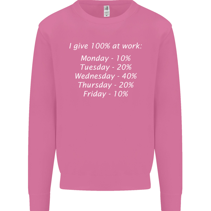 I Give 100% at Work Funny Office Slogan Mens Sweatshirt Jumper Azalea
