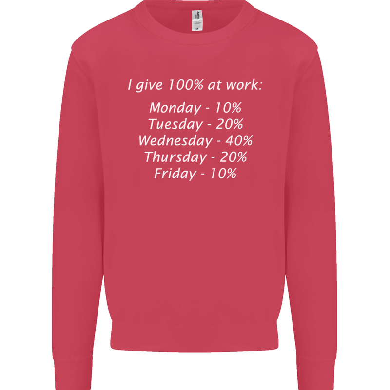 I Give 100% at Work Funny Office Slogan Mens Sweatshirt Jumper Heliconia