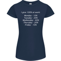I Give 100% at Work Funny Office Slogan Womens Petite Cut T-Shirt Navy Blue