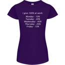 I Give 100% at Work Funny Office Slogan Womens Petite Cut T-Shirt Purple
