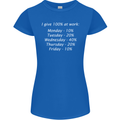 I Give 100% at Work Funny Office Slogan Womens Petite Cut T-Shirt Royal Blue