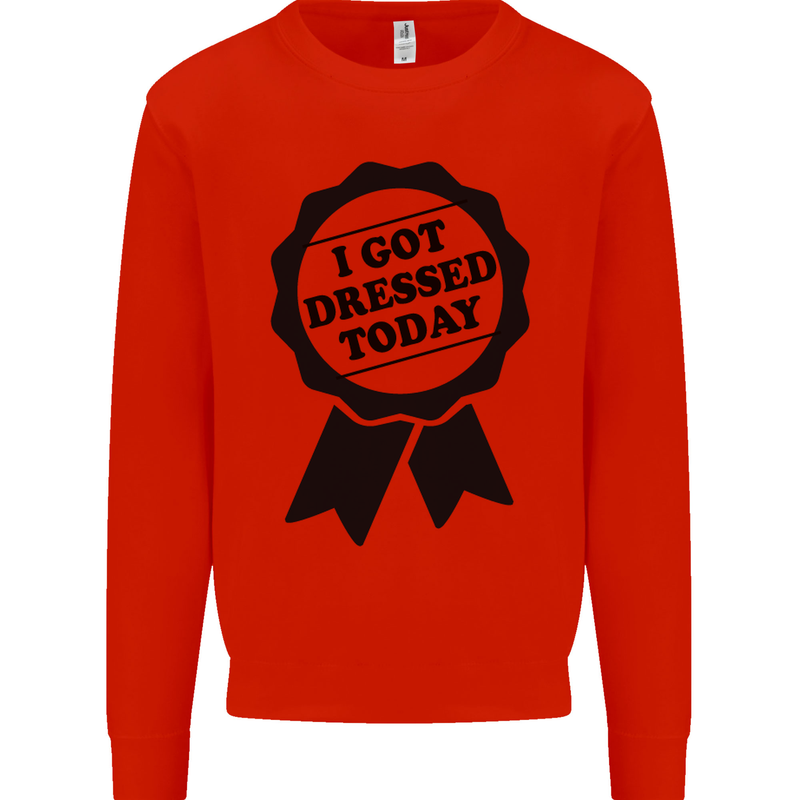 I Got Dressed Today Antisocial Funny Gamer Kids Sweatshirt Jumper Bright Red