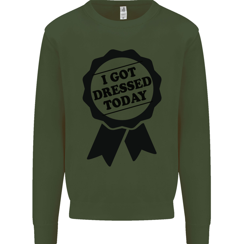 I Got Dressed Today Antisocial Funny Gamer Kids Sweatshirt Jumper Forest Green