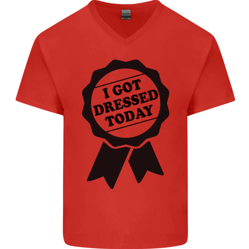 I Got Dressed Today Antisocial Funny Gamer Mens V-Neck Cotton T-Shirt Red