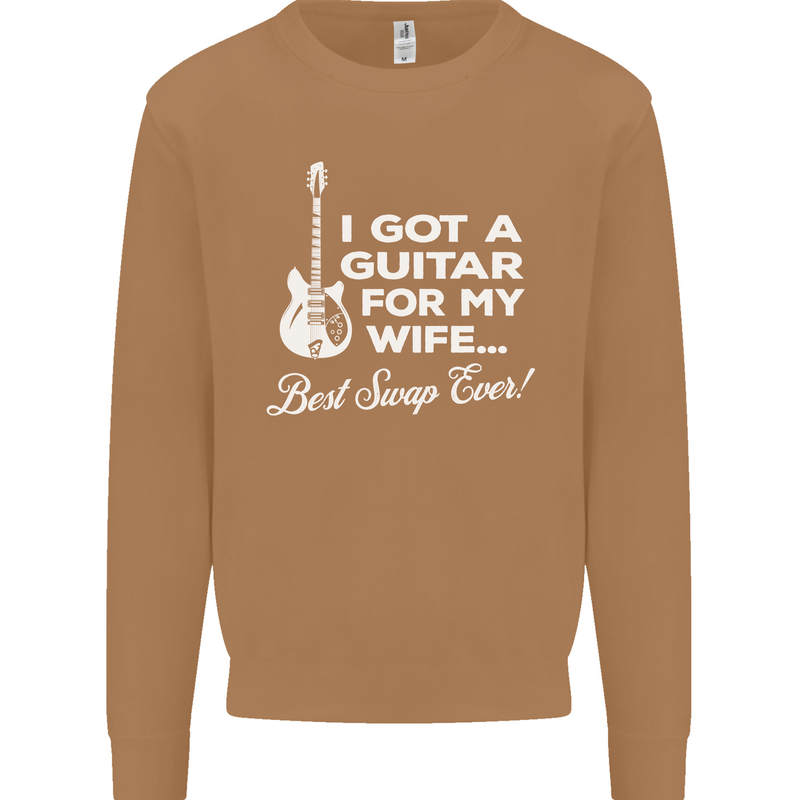 I Got a Guitar for My Wife Funny Guitarist Mens Sweatshirt Jumper Caramel Latte