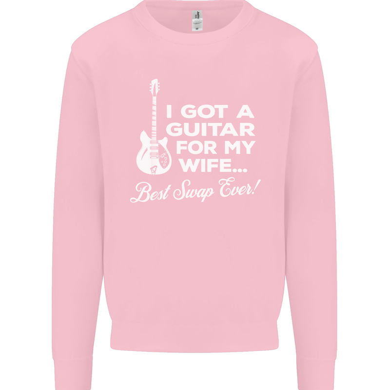 I Got a Guitar for My Wife Funny Guitarist Mens Sweatshirt Jumper Light Pink