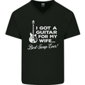 I Got a Guitar for My Wife Funny Guitarist Mens V-Neck Cotton T-Shirt Black