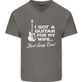 I Got a Guitar for My Wife Funny Guitarist Mens V-Neck Cotton T-Shirt Charcoal