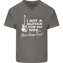 I Got a Guitar for My Wife Funny Guitarist Mens V-Neck Cotton T-Shirt Charcoal