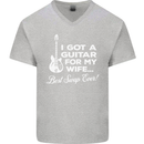 I Got a Guitar for My Wife Funny Guitarist Mens V-Neck Cotton T-Shirt Sports Grey