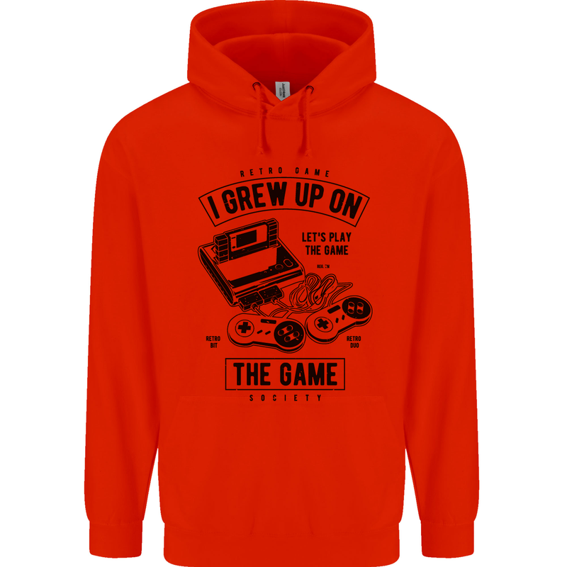 I Grew up on the Gamer Funny Gaming Childrens Kids Hoodie Bright Red