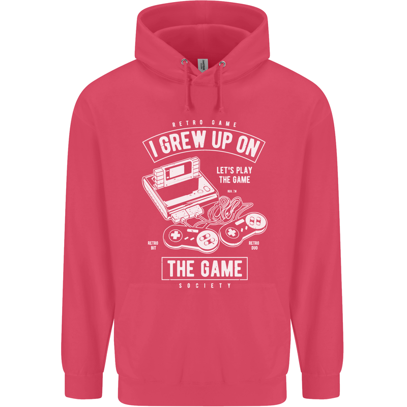 I Grew up on the Gamer Funny Gaming Childrens Kids Hoodie Heliconia