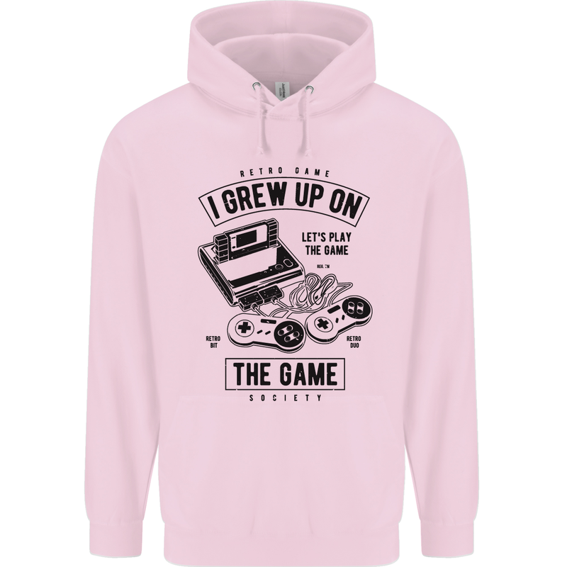 I Grew up on the Gamer Funny Gaming Childrens Kids Hoodie Light Pink