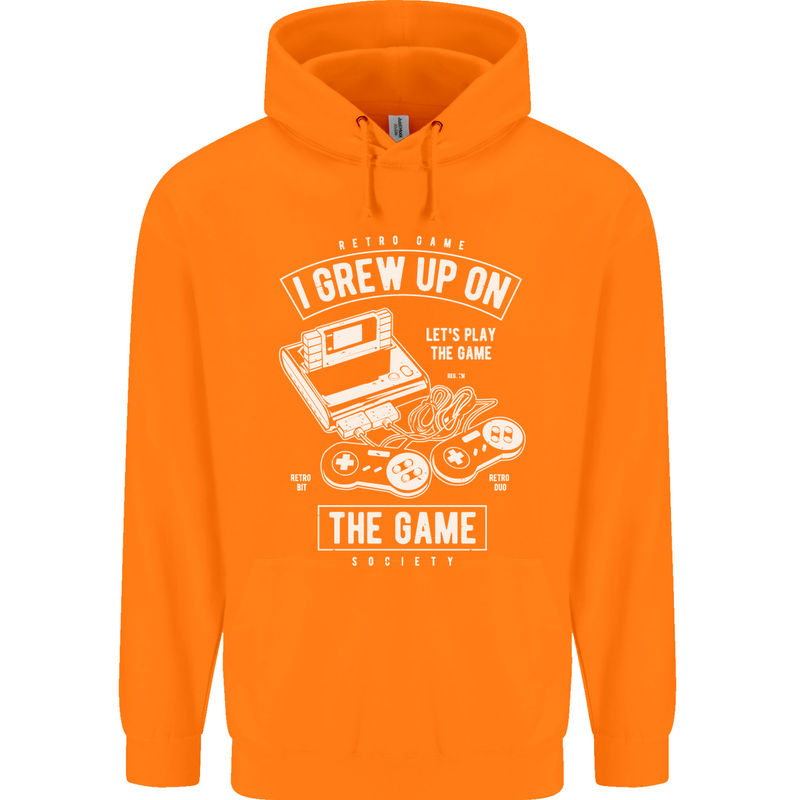 I Grew up on the Gamer Funny Gaming Childrens Kids Hoodie Orange