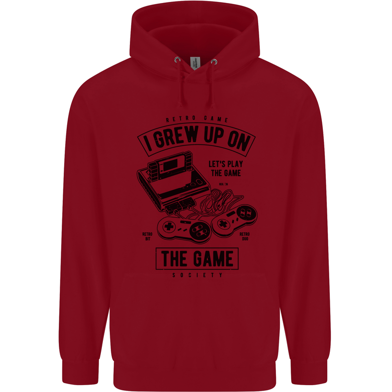 I Grew up on the Gamer Funny Gaming Childrens Kids Hoodie Red