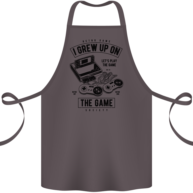 I Grew up on the Gamer Funny Gaming Cotton Apron 100% Organic Dark Grey