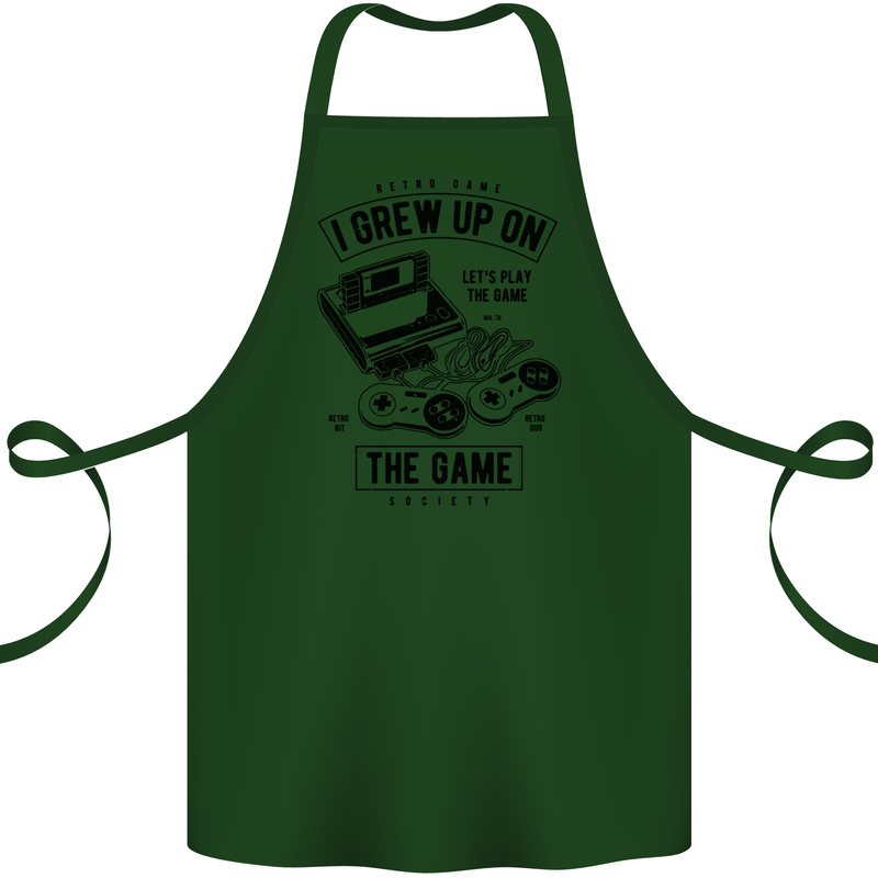 I Grew up on the Gamer Funny Gaming Cotton Apron 100% Organic Forest Green