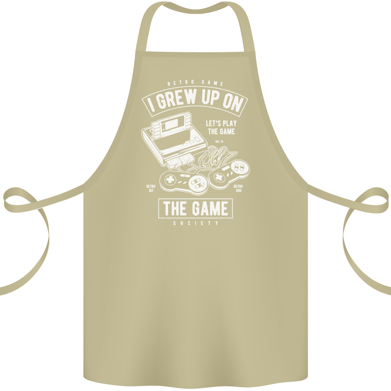 I Grew up on the Gamer Funny Gaming Cotton Apron 100% Organic Khaki