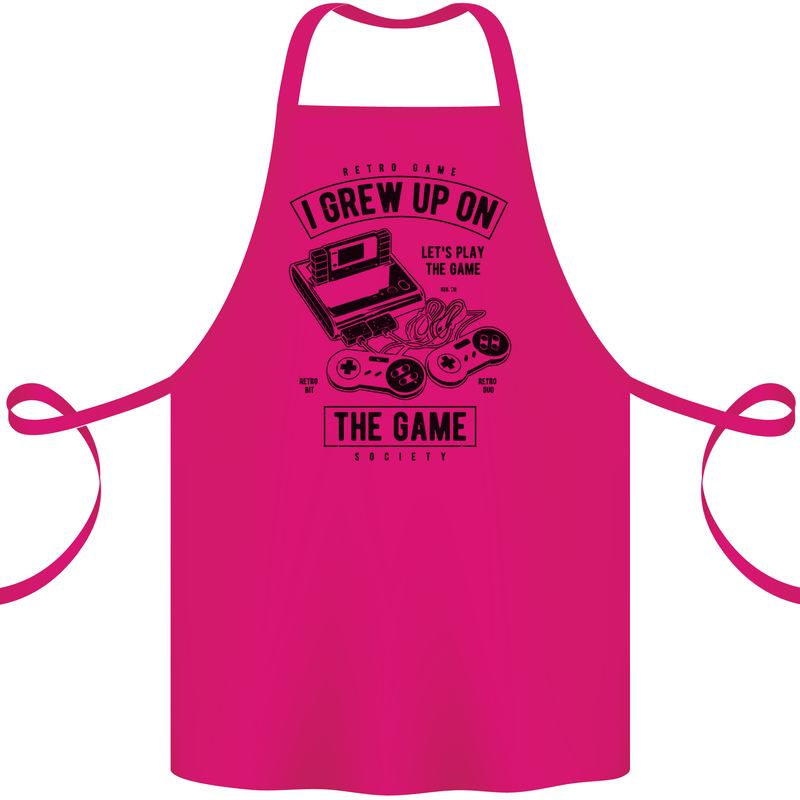 I Grew up on the Gamer Funny Gaming Cotton Apron 100% Organic Pink