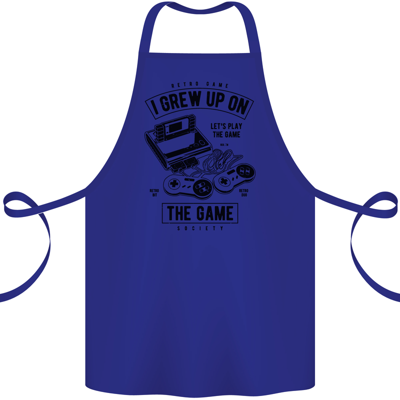 I Grew up on the Gamer Funny Gaming Cotton Apron 100% Organic Royal Blue