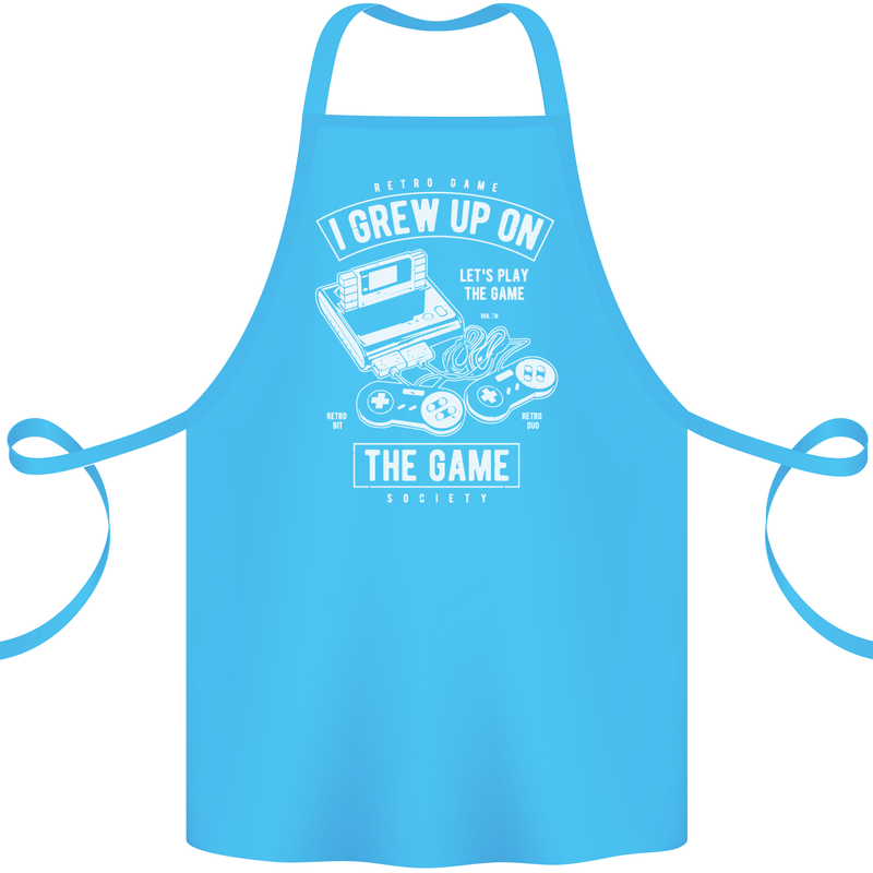 I Grew up on the Gamer Funny Gaming Cotton Apron 100% Organic Turquoise
