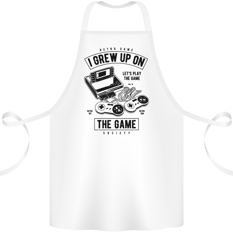 I Grew up on the Gamer Funny Gaming Cotton Apron 100% Organic White