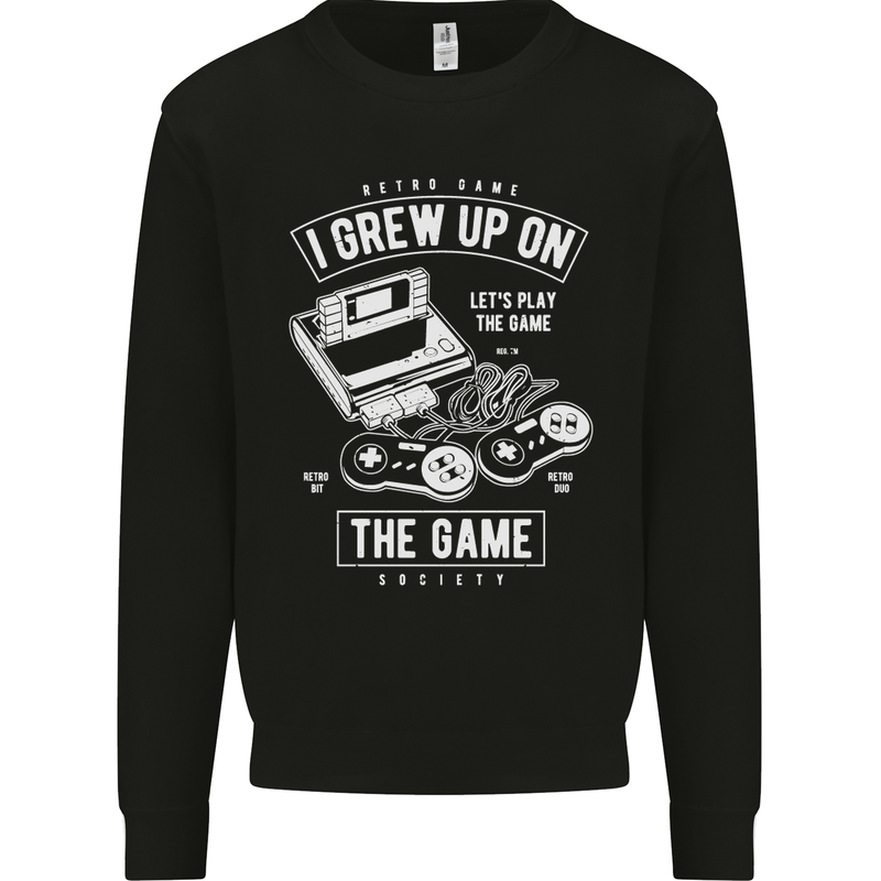 I Grew up on the Gamer Funny Gaming Kids Sweatshirt Jumper Black