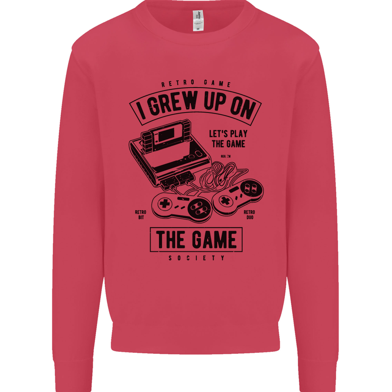 I Grew up on the Gamer Funny Gaming Kids Sweatshirt Jumper Heliconia