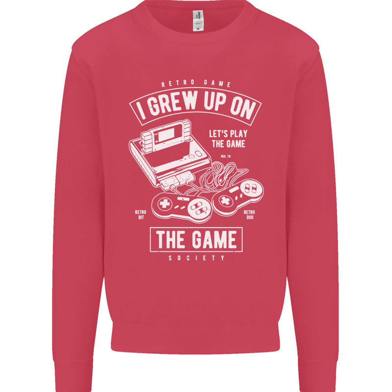 I Grew up on the Gamer Funny Gaming Kids Sweatshirt Jumper Heliconia