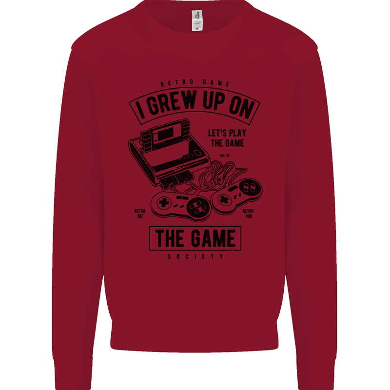 I Grew up on the Gamer Funny Gaming Kids Sweatshirt Jumper Red