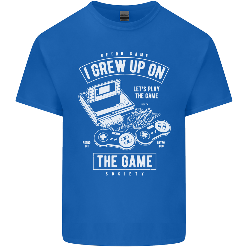 I Grew up on the Gamer Funny Gaming Kids T-Shirt Childrens Royal Blue