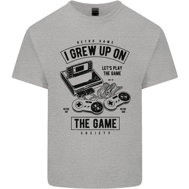 I Grew up on the Gamer Funny Gaming Kids T-Shirt Childrens Sports Grey