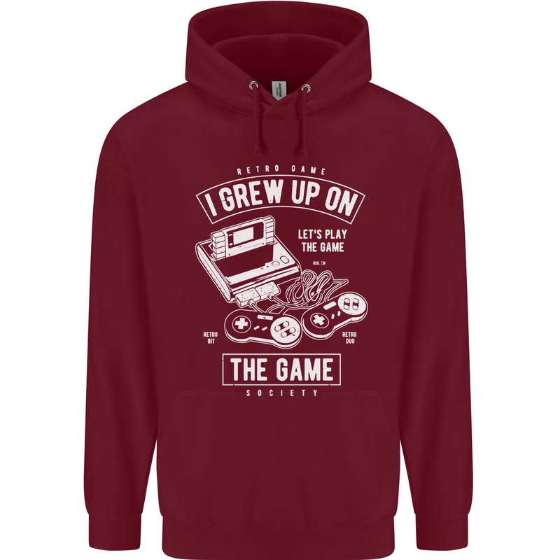 I Grew up on the Gamer Funny Gaming Mens 80% Cotton Hoodie Maroon